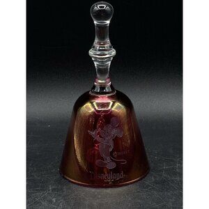 Etched Cranberry Walt Disney Crystal Arts Bell Mickey Mouse Disneyland